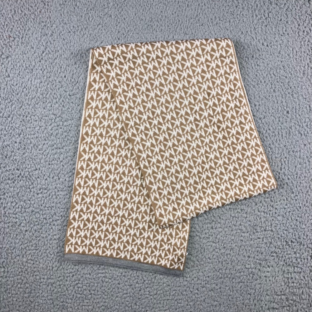 Michael Kors MK Logo Monogram Scarf Knit Fleece Double Sided
